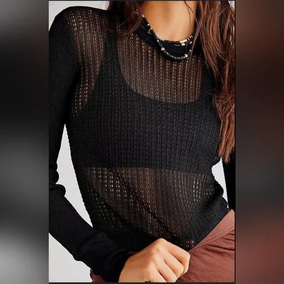 Free People H2O pullover Black Womens - Picture 2 of 4